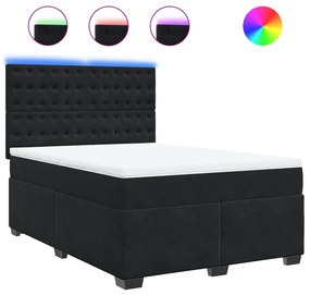 vidaXL Κρεβάτι Boxspring με Στρώμα Μαύρο 140x190 εκ. Βελούδινο