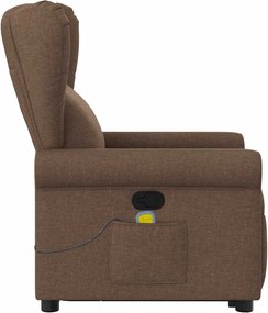 vidaXL Πολυθρόνα Μασάζ Ανακλινόμενη με Ανύψωση Καφέ Υφασμάτινη