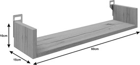 Ραφιέρα τοίχου Derva pakoworld σε oak απόχρωση 60x15x10cm