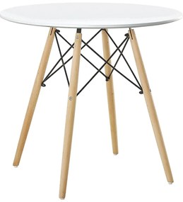 Τραπέζι ArteLibre RAPTOR Λευκό MDF/Ξύλο Φ80x74cm Arte-14600024