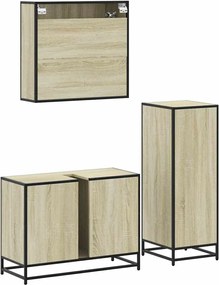 vidaXL Σετ Επίπλων Μπάνιου 3 Τεμαχίων Sonoma Δρυς Επεξεργασμένο Ξύλο