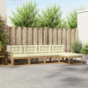vidaXL Σειρά Καναπέ Εξωτερικού 4 pcs Λευκό και Κρεμ Πολυεστέρας