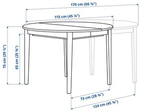 SKANSNAS επεκτεινόμενο τραπέζι, 115/170 cm 705.632.37