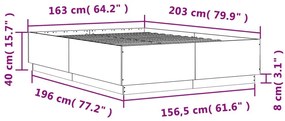 Πλαίσιο Κρεβατιού Γκρι Sonoma 160x200 εκ. Επεξεργασμένο Ξύλο - Γκρι