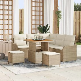 vidaXL Σετ Καναπέ Κήπου με μαξιλάρι 8 pcs Μπεζ συνθετικό ρατάν
