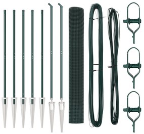 vidaXL Φράχτης  Welded Wire με 7 Σταθερές Ψηφίδες Πράσινος 1.4x10 μ Μέταλλο