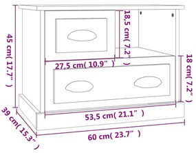 Κομοδίνο Γκρι Sonoma 60x39x45 εκ. - Γκρι