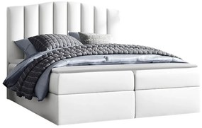 Κρεβάτι continental Baltimore 153, Διπλό, Continental, Άσπρο, 160x200, Οικολογικό δέρμα, Τάβλες για Κρεβάτι, 164x208x125cm, 120 kg, Στρώμα: Ναι
