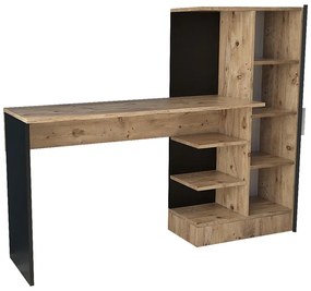 Γραφείο-ραφιέρα Kary pakoworld μαύρο-oak 152,5x40x120εκ - 176-000019