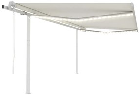 vidaXL Τέντα Αυτόματη με LED &amp; Αισθητήρα Ανέμου Κρεμ 4,5 x 3,5 μ.