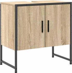 vidaXL Σετ Επίπλων Μπάνιου με ράφι 3 pcs Καφέ Επεξεργασμένο ξύλο