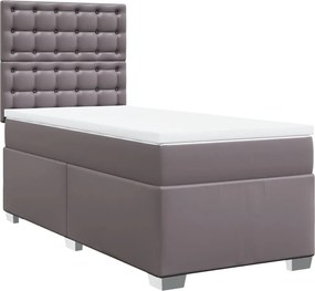 vidaXL Κρεβάτι Boxspring με Στρώμα Γκρι 100x200εκ. από Συνθετικό Δέρμα