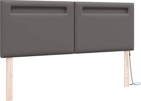vidaXL LED κεφαλάρι Γκρι 160 cm Τεχνητό Δέρμα