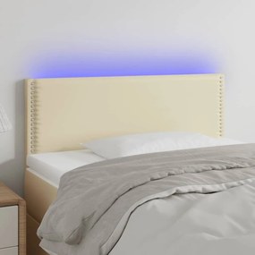Κεφαλάρι Κρεβατιού LED Κρεμ 100x5x78/88 εκ. από Συνθετικό Δέρμα 3121558