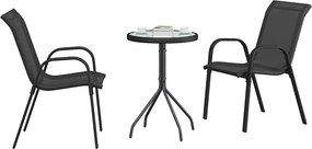 vidaXL Σετ Μπιστρό Κήπου 3 pcs Μαύρο Ατσάλι