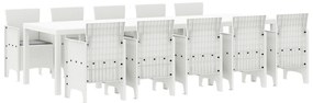vidaXL Σετ κήπου  11 τεμαχίων με μαξιλάρια Λευκό Poly Rattan