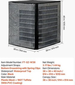 VEVOR 914 x 914 x 1010 mm Air Conditioner Cover Dual Layer Detachable Canopy