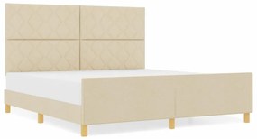 vidaXL Σκελετός Κρεβατιού με κεφαλάρι Κρεμ 180 x 200 cm ύφασμα