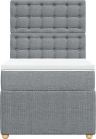 vidaXL Κρεβάτι Boxspring με Στρώμα Ανοιχτό Γκρι 90x190 εκ. Υφασμάτινο
