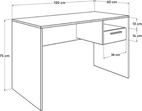 Γραφείο εργασίας Concept Megapap χρώμα λευκό 120x60x75εκ.