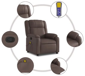 vidaXL Πολυθρόνα Μασάζ Ανακλινόμενη Καφέ από Συνθετικό Δέρμα