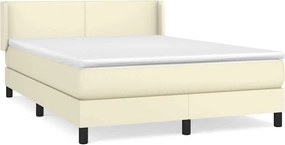 VidaXL Κρεβάτι Boxspring με Στρώμα Κρεμ 140x200εκ. από Συνθετικό Δέρμα