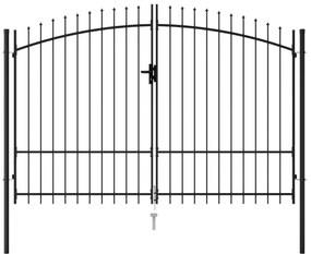 vidaXL Καγκελόπορτα Διπλή με Ακίδες Μαύρη 3 x 2 μ. Ατσάλινη