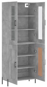 vidaXL Ντουλάπι Γκρι Σκυροδέματος 69,5x34x180 εκ. Επεξεργασμένο Ξύλο