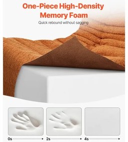 VEVOR L-Shaped Bean Bag Chair with Soft Armrests and Storage Pocket Brown