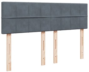vidaXL Κρεβάτι Boxspring με Στρώμα Σκούρο Γκρι 140x200 εκ. Βελούδινο