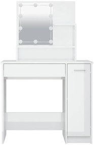 vidaXL Μπουντουάρ με LED Γυαλιστερό Λευκό 86,5x35x136 εκ.