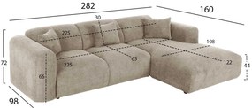 ΚΑΝΑΠΕΣ ΓΩΝΙΑ BRICKEN HM3275.01R ΜΠΕΖ ΥΦΑΣΜΑ 110-282x98-160x72Υεκ.