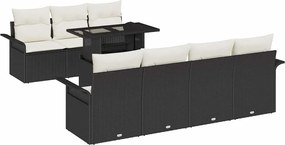 vidaXL Σετ Καναπέ Κήπου με μαξιλάρι 8 pcs Μαύρο Πολυ Ρατάν