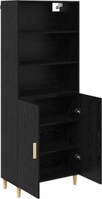 vidaXL Highboard Μαύρη Οξυά 69,5 x 32,5 x 180 εκ Επεξεργασμένο Ξύλο
