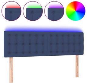 vidaXL Κεφαλάρι Κρεβατιού LED Μπλε 144x5x78/88 εκ. Υφασμάτινο