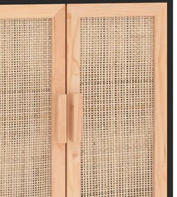 vidaXL Ντουλάπι Μαύρο 60 x 30 x 70 εκ. από Μασίφ Πεύκο &amp; Φυσικό Ρατάν