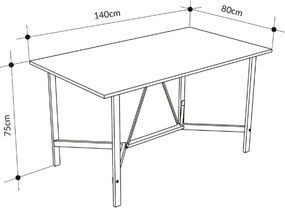 Τραπέζι Adoro Megapap χρώμα μαύρο 140x80x75εκ.