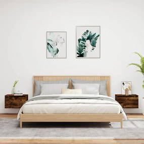 vidaXL Κομοδίνα Επιτοίχια με Φώτα LED 2 τεμ. Καπνιστή Δρυς