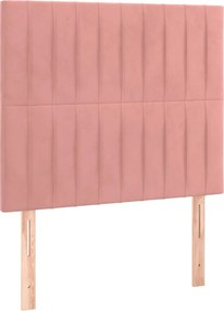 vidaXL Κρεβάτι Boxspring με Στρώμα Ροζ 90x200 εκ. Βελούδινο