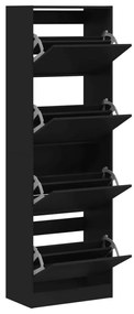 Παπουτσοθήκη με 4 Ανακλινόμενα Συρτάρια Μαύρη 60x34x187,5 εκ. - Μαύρο