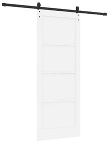 vidaXL Συρόμενη Πόρτα με Σετ Εξαρτημάτων Λευκή 83x211 εκ. Συμπαγές Ξύλο Πεύκου