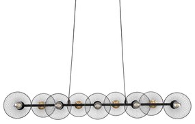 00588 GloboStar®  VERONA 00588 Μοντέρνο Κρεμαστό Φωτιστικό Ράγα Πολύφωτο 9 x E27 Μαύρο &amp; Χρυσό Μέταλλο - Μ140 x Π28 x Υ20cm