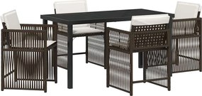 vidaXL Σέτ φαγητού για κήπο 5 pcs Καφέ συνθετικό ρατάν