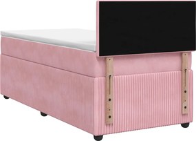 vidaXL Κρεβάτι box spring με στρώμα Ροζ 80 x 200 cm Βελούδο