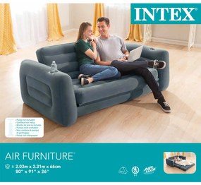 INTEX Καναπές Κρεβάτι Φουσκωτός Σκούρο Γκρι 203 x 231 x 66 εκ.