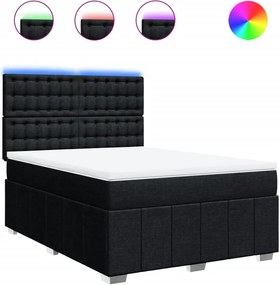 vidaXL Κρεβάτι Boxspring με Στρώμα Μαύρο 140x200 εκ. Υφασμάτινο