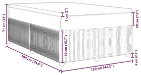 Κρεβάτι Boxspring με Στρώμα Μπλε 120x190 εκ. Υφασμάτινο - Μπλε