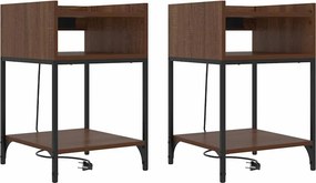vidaXL Κομοδίνο 2 pcs Καφέ δρυς 40 x 40 x 61 εκ Επεξεργασμένο ξύλο
