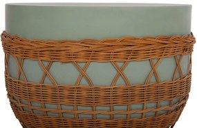 Τραπεζάκι σαλονιού VILHENA Fiber Cement Πράσινο και Rattan Φυσικό Φ56x47Υεκ. 56x56x47 εκ.