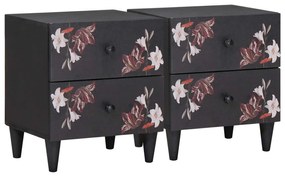 Κομοδίνο 2 pcs Καφέ 40 x 33,5 x 46 εκ Στερεό ξύλο μάνγκο